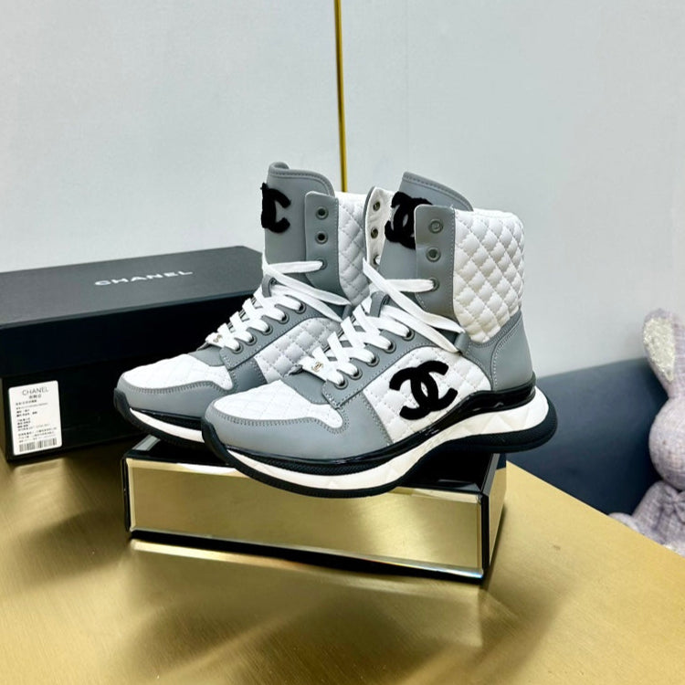 ATHLETIC SHOES IN WHITE MIX ASH GRAY CALFSKIN、mysite、Cacoeks