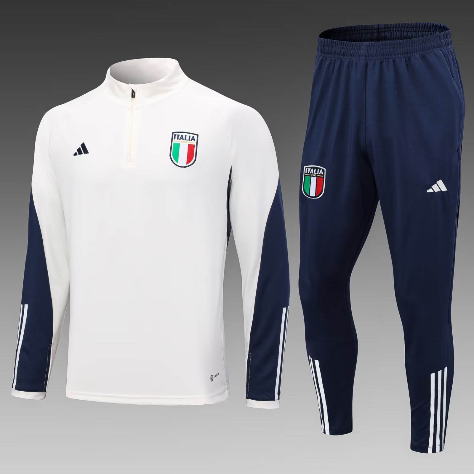 2023 Italy Half-Pull Training Suit Off-White Soccer Shirt Set-mysite Custom Football Kit- Nextkits