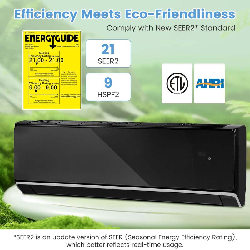 Eletriclife 17000 BTU 21 SEER2 208-230V Wifi Enabled Mini Split Air Conditioner and Heater