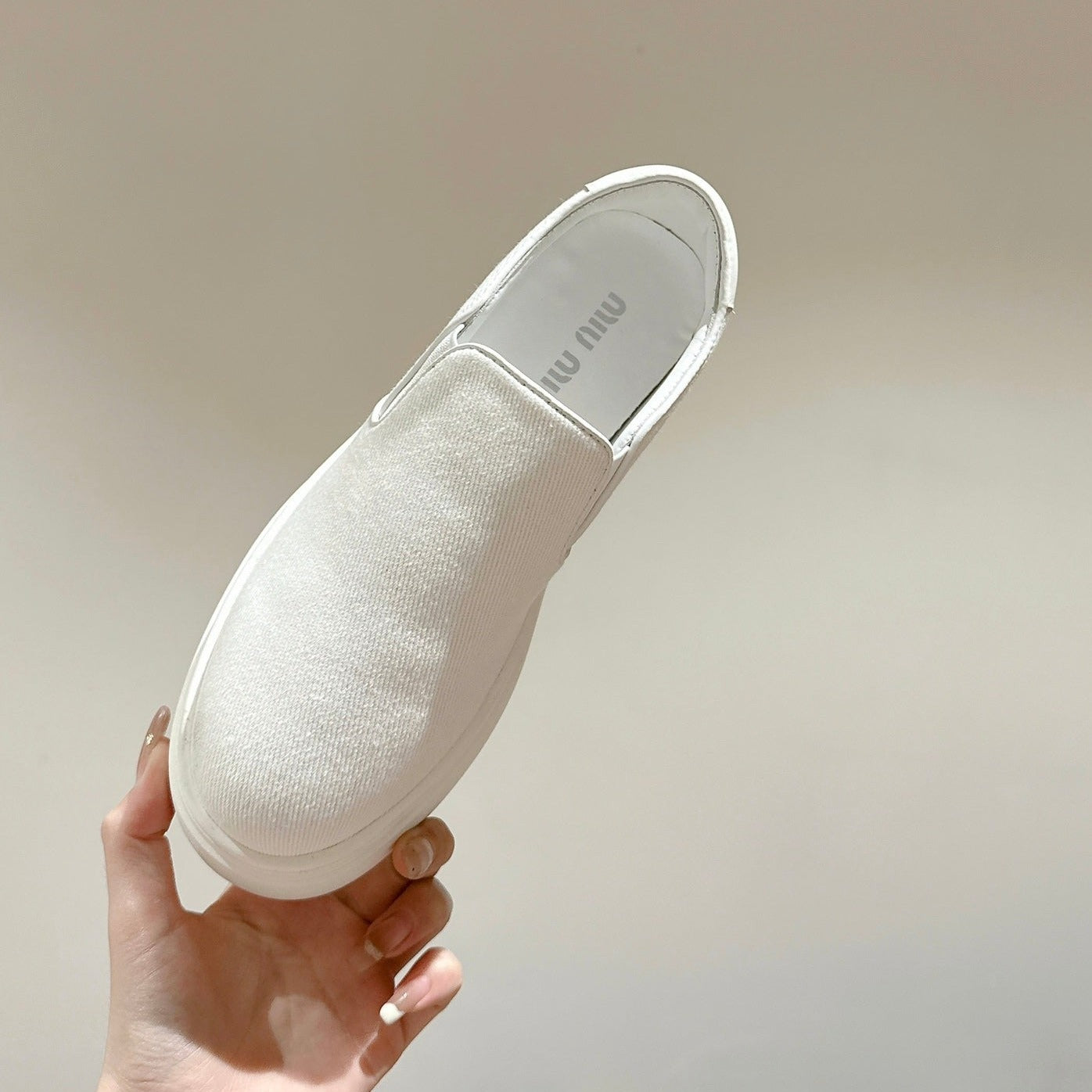 Slip-on Shoes High Sole White Canvas、mysite、Cacoeks