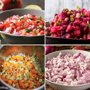 chopped vegetables, homemade salsa, fresh salsa, salsa recipe, sliced vegetables