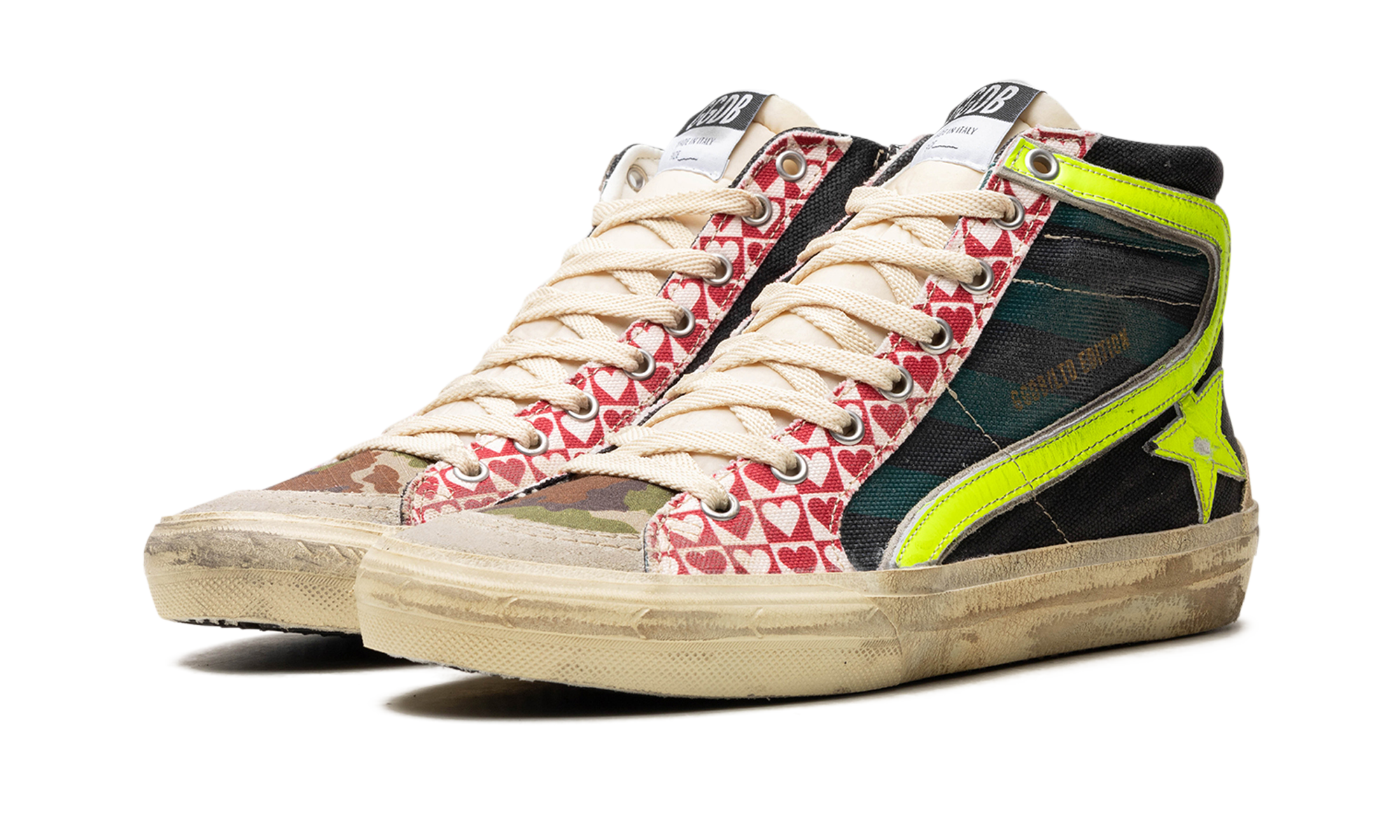 SLIDE CANVAS UPPER SUEDE AND GABARDINE TOE NYLON TONGUE LEATHER STAR AND WAVE "BLACK GREEN ICE YELLOW"、mysite、Cacoeks