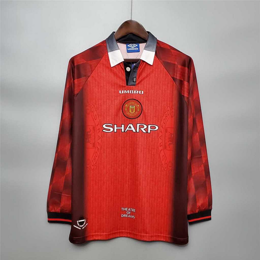 Higojerseys-Retro Manchester United 96-97 Home Long Sleeve Jersey
