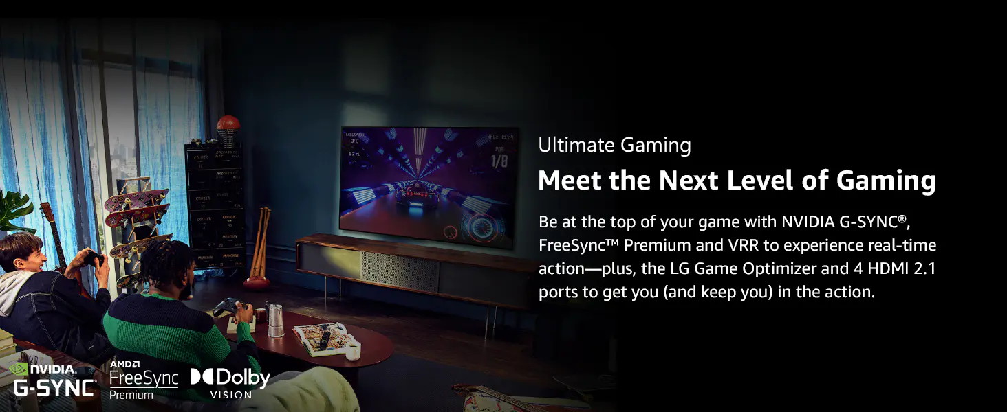 NVIDIA G-SYNC, FreeSync Premium and VRR LG Game Optimizer and 4 HDMI 2.1 ports 
