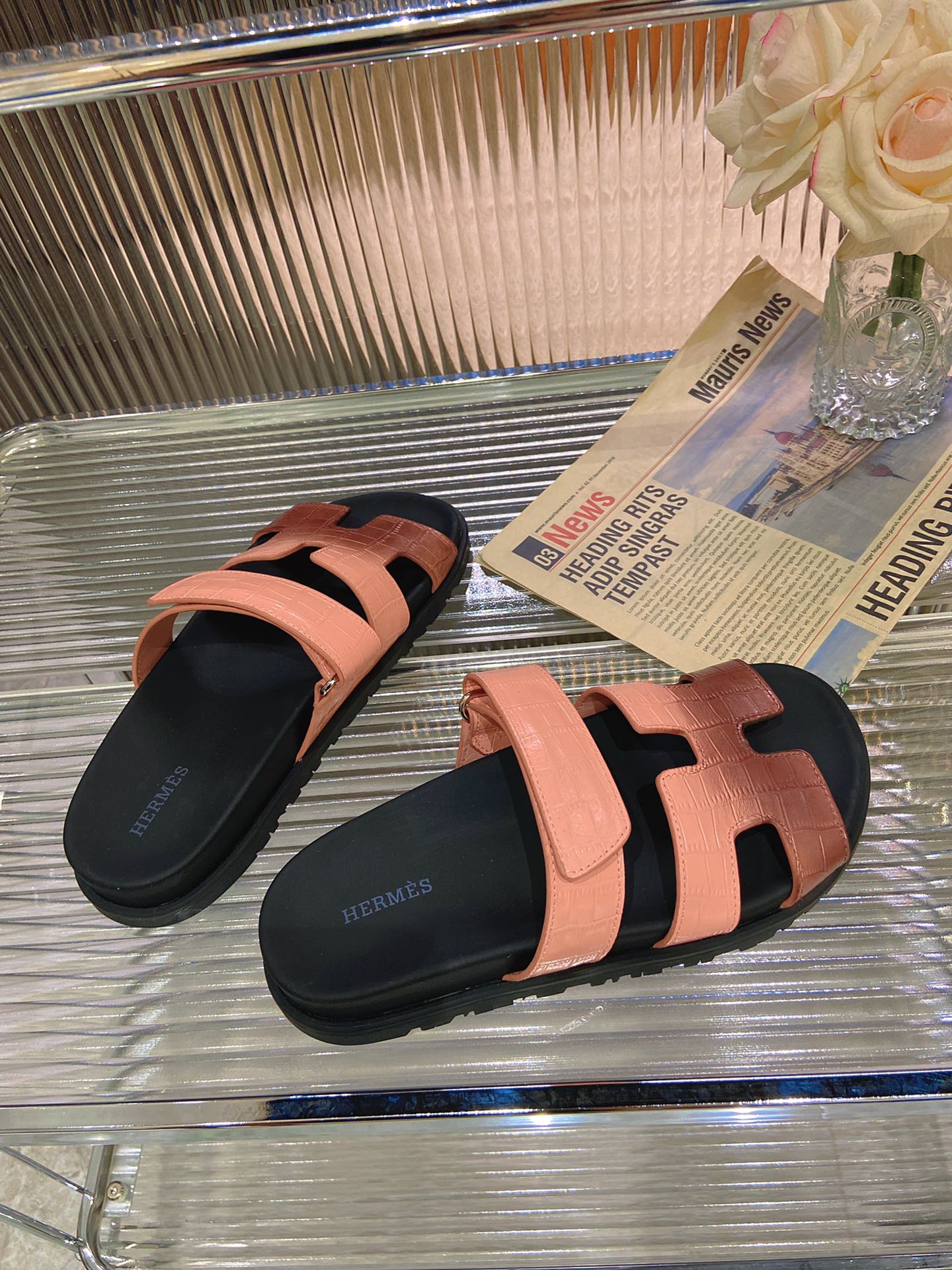 CHYPRE SANDAL OMBRE LIGHT PINK BROWN CALFSKIN、mysite、Cacoeks