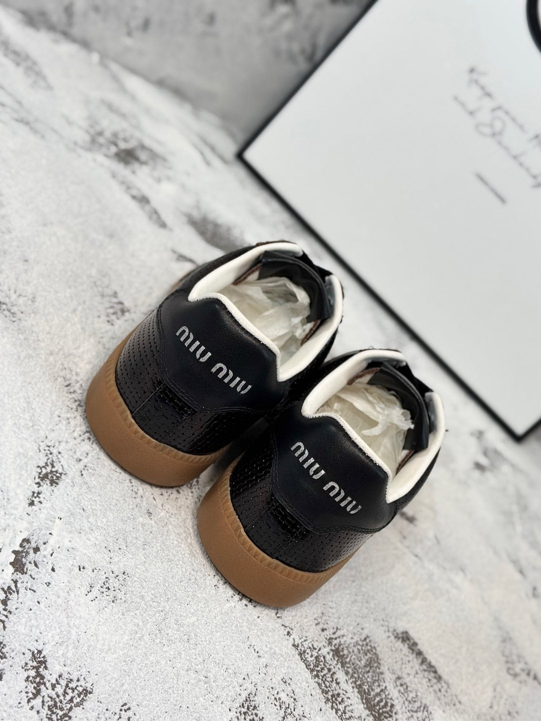 RETRO SNEAKERS IN BLACK LAMBSKIN WITH KNITTED PATTERN、mysite、Cacoeks