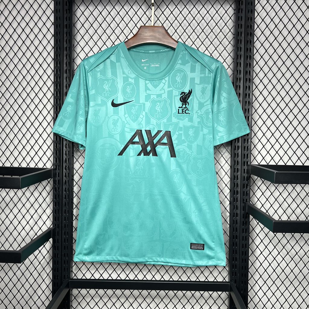 JerseysGala.com | Liver.pool 24-25 Cyan-blue Pre-match Training Jersey - Fans Version -Customize Name, Number and Patch | Worldwide Shipping
