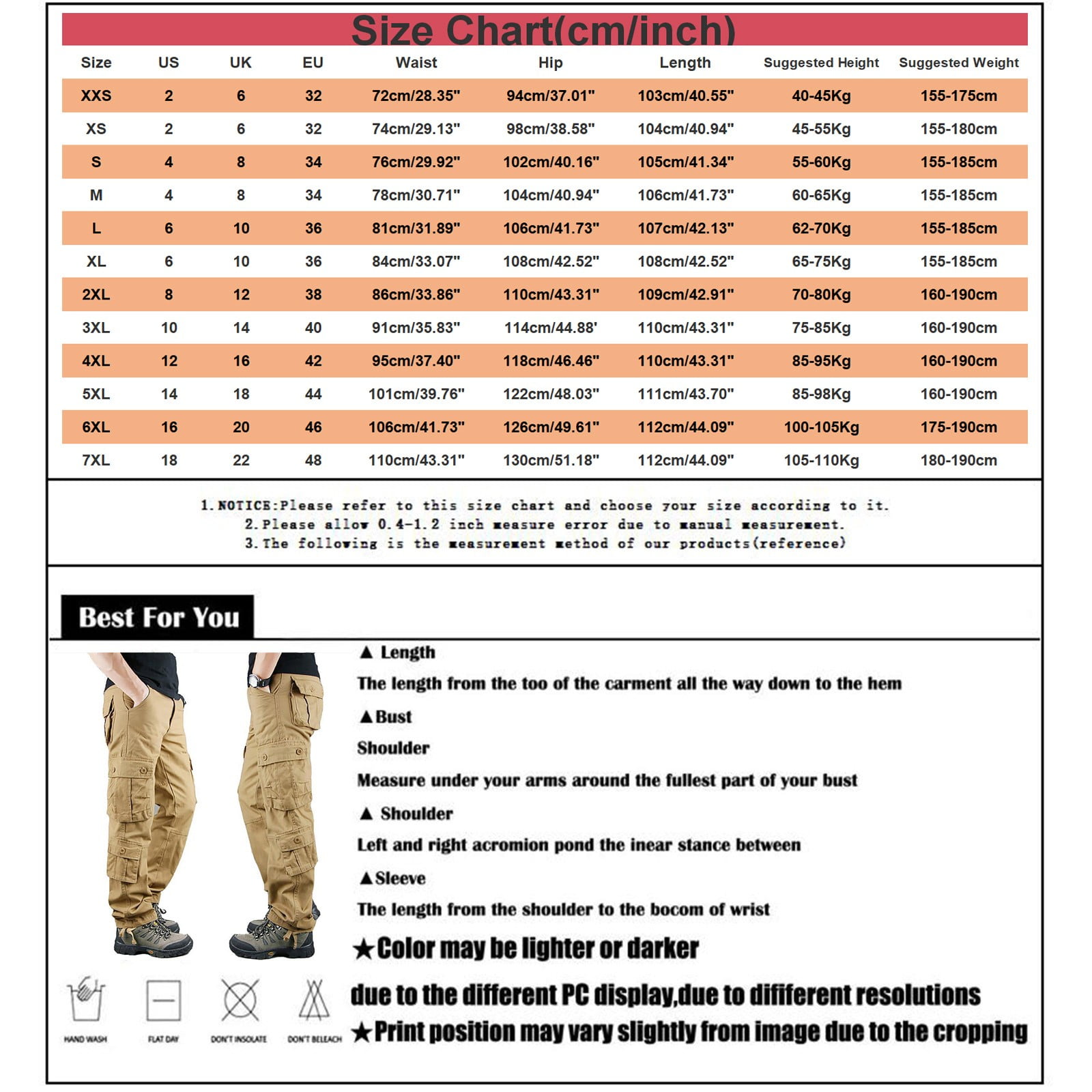 HEZHUONE Cargo Shorts Multi Pocket Cargo Pants Men's Casual Pants Outdoor Wear Plus Size Loose Straight Leg 8 Bag Pants Sale Promotion