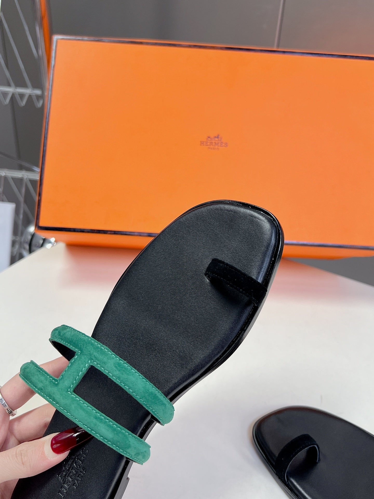 Georgia Sandals Teal Suede Black Calfskin、mysite、Cacoeks