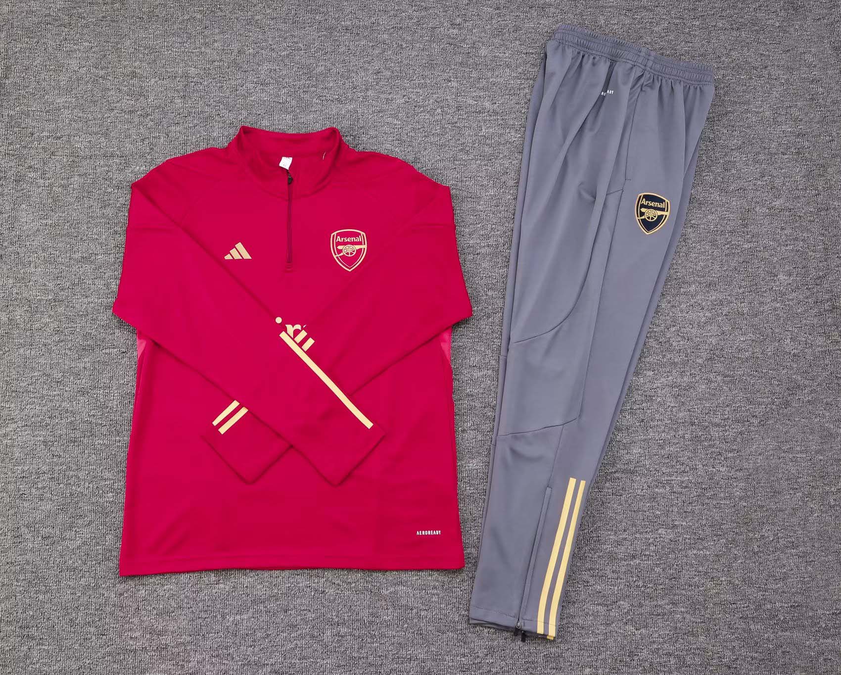 2023/2024 Arsenal Half-Pull Training Suit Red Football Shirt 1:1 Thai Quality Set:football jersey mysite: unitedjerseyfootball 邓江浪:football