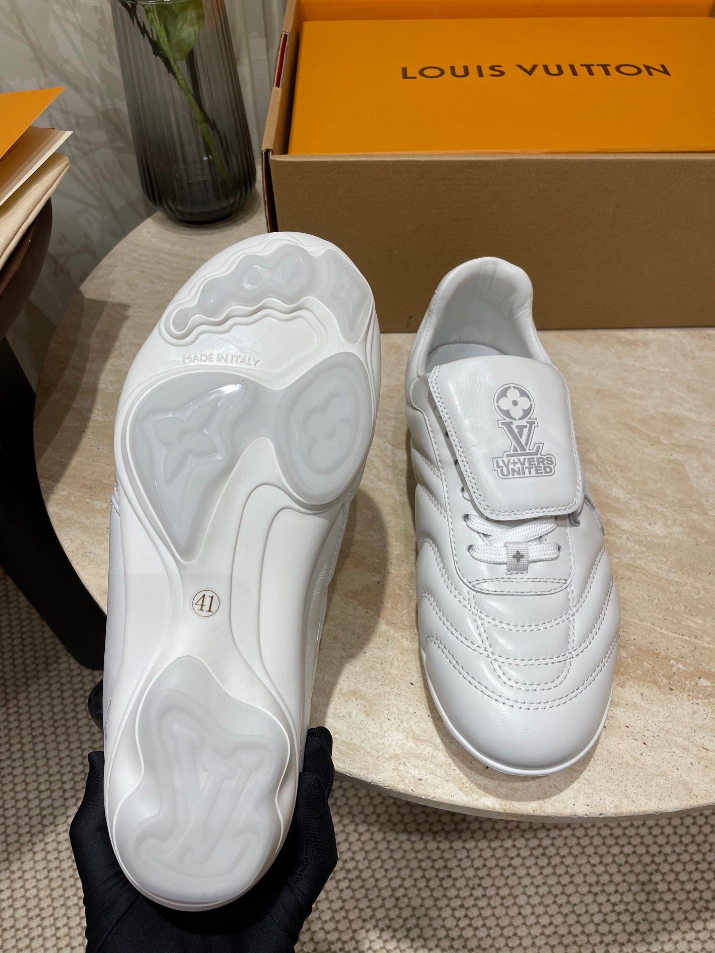 FOOTPRINT SOCCER SNEAKER IN WHITE CALFSKIN、mysite、Cacoeks
