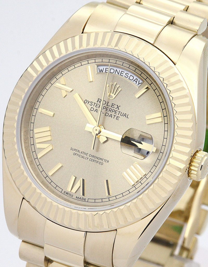 Replica Rolex Day-Date II 41mm Gold Dial 218238-fasswatch