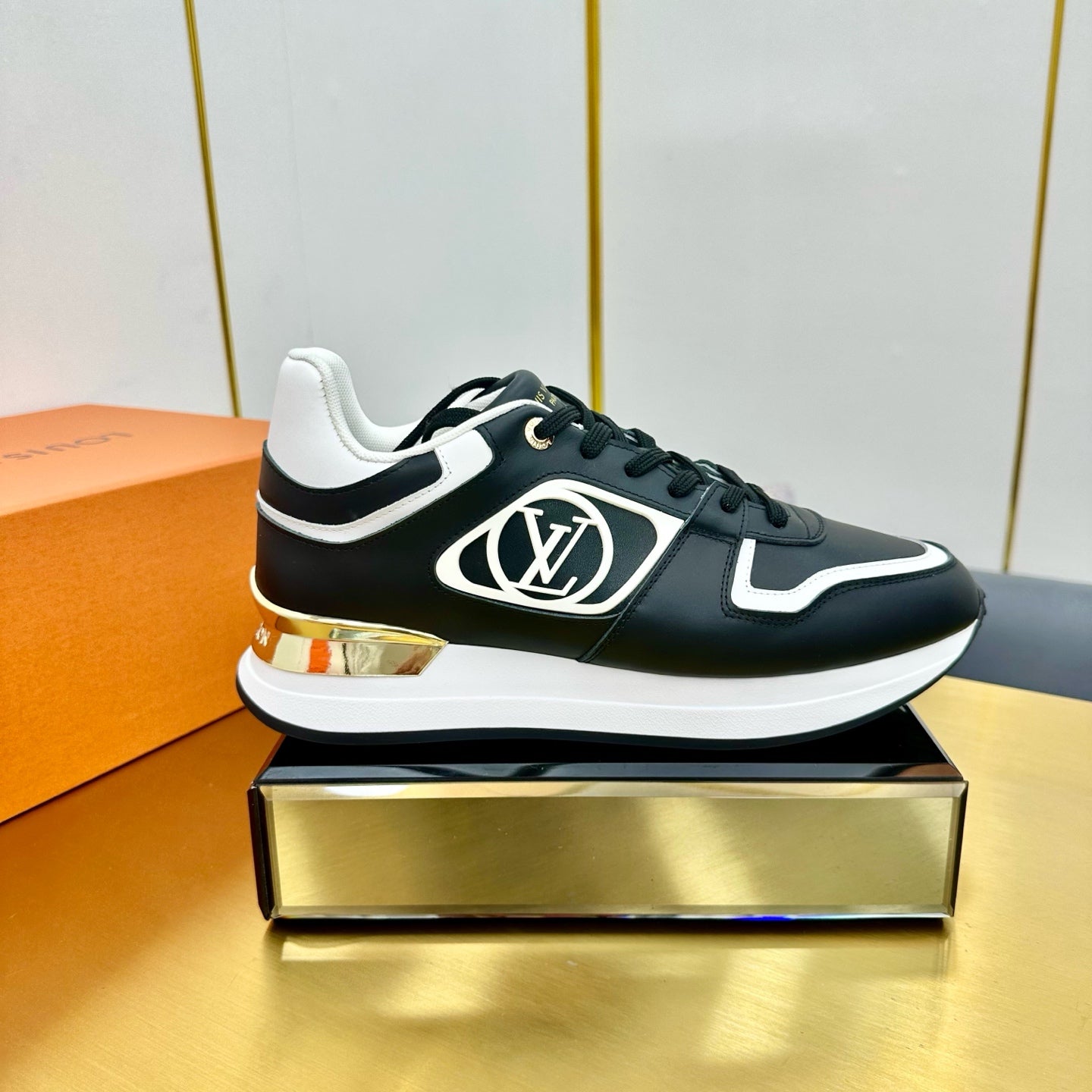 NEO RUN AWAY SNEAKER IN BLACK MIX WHITE CALFSKIN、mysite、Cacoeks