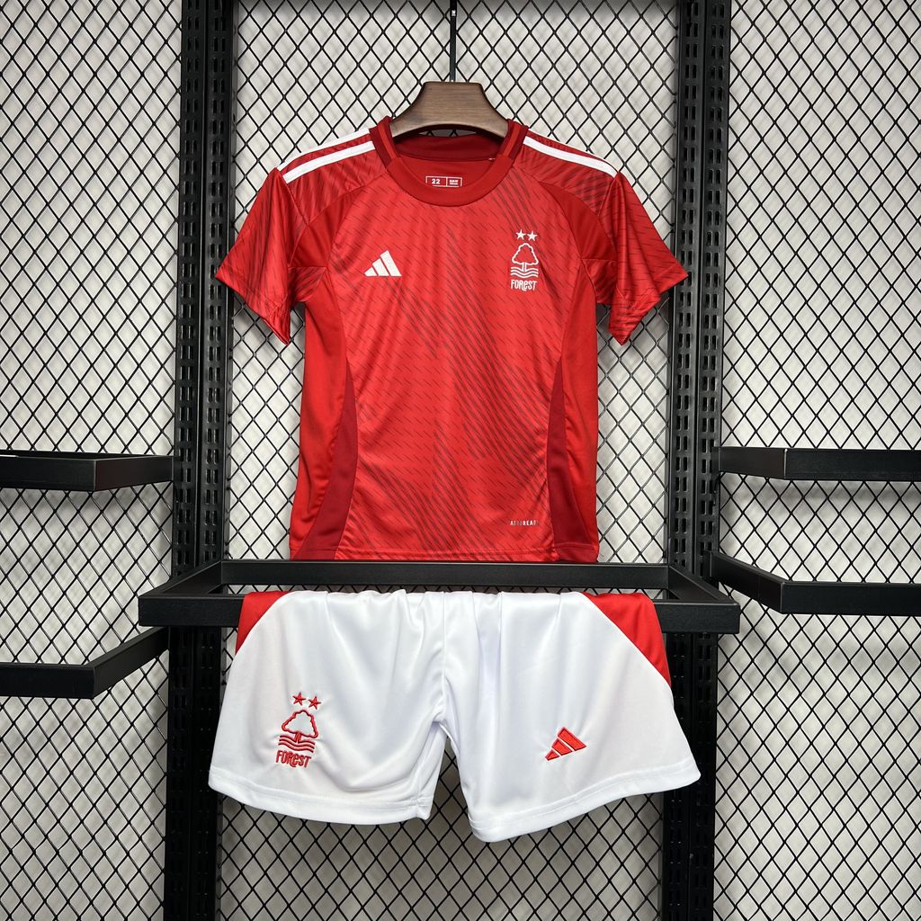 JerseysGala.com | Nottingham Forest 24-25 Home Stadium Kids Kit -Customize Name, Number and Patch | Worldwide Shipping