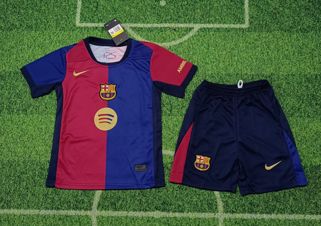 24/25 Barcelona Home Football Shirt Kids Size Suit(New sponsor)-mysite Custom Football Kit- Nextkits