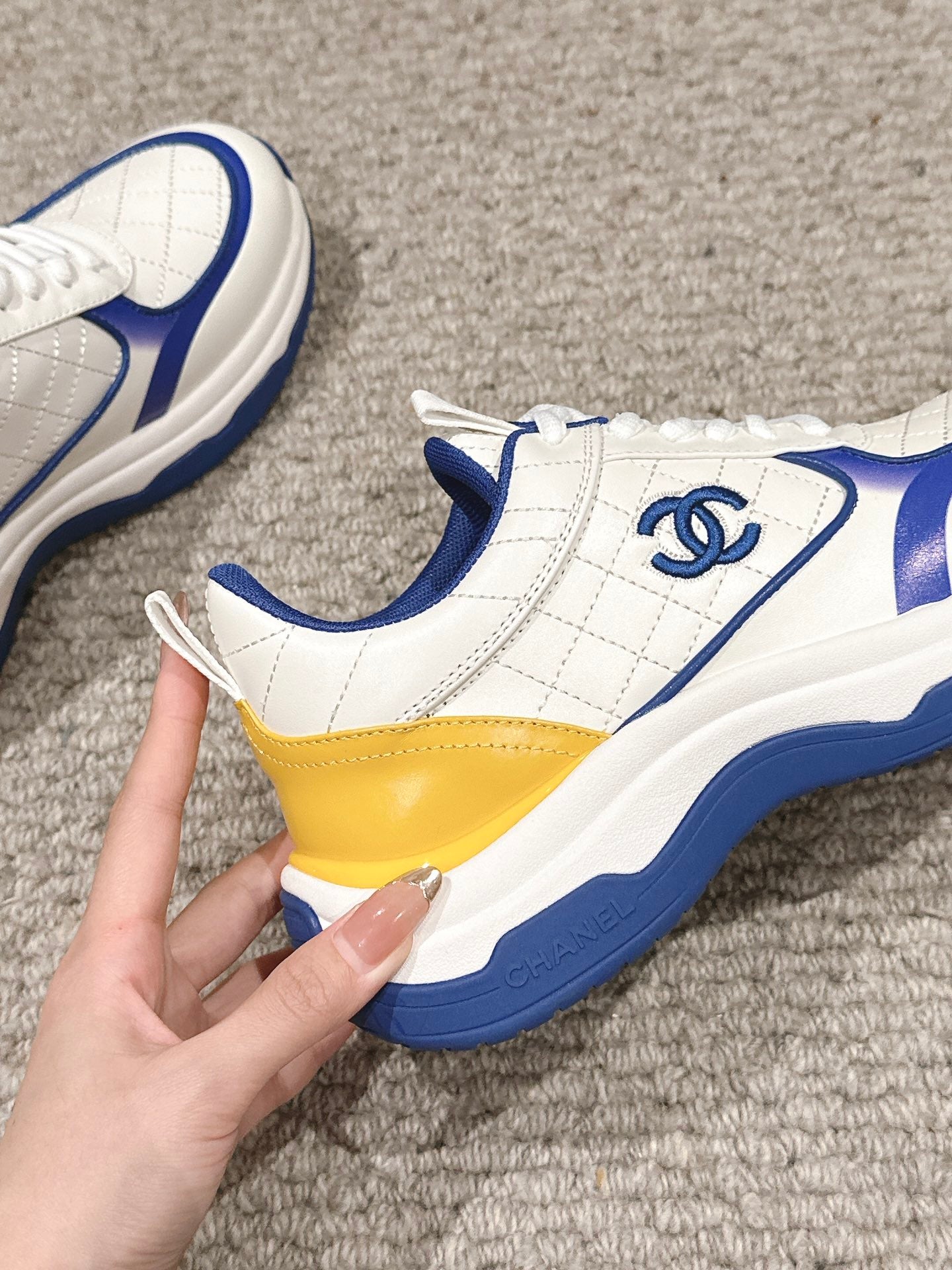 CC CLASSIC SNEAKER IN WHITE MIX COBALT BLUE LAMBSKIN、mysite、Cacoeks