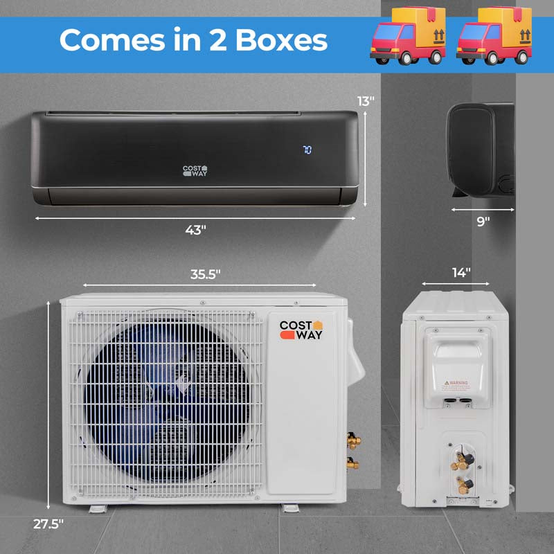 Eletriclife 22000 BTU 21 SEER2 208-230V Wifi Enabled Mini Split Air Conditioner and Heater Gray