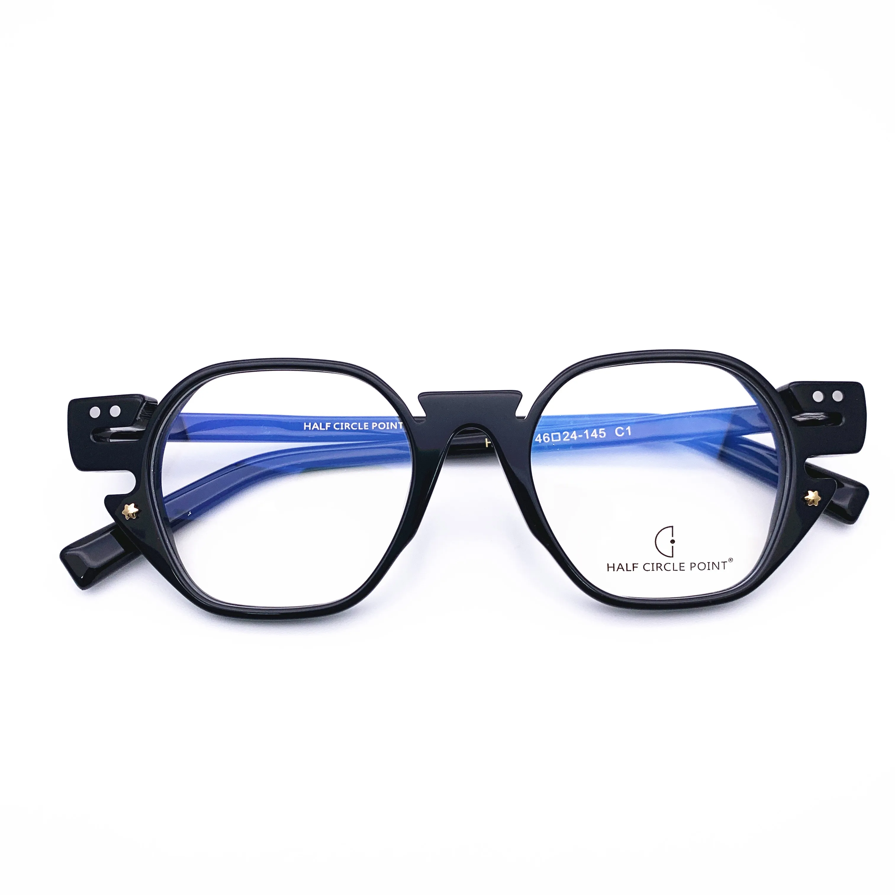 Belight Optical  Women Men Acetate Fancy Colorful Champange Color Star Rivet Design Spectacle Frame Precription Lens HP252