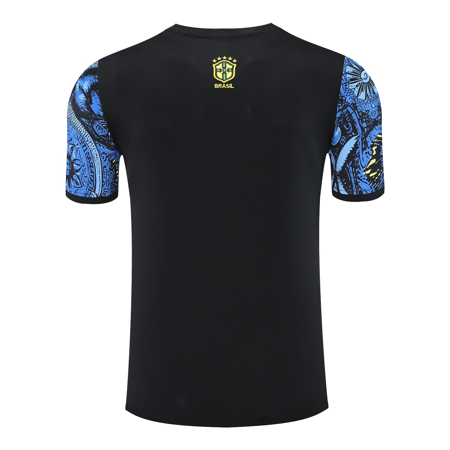 UltraTrikot-Brazil 25-26 Blue Jesus Statue Short-Sleeve Training Set - Blue Top & Black Shorts