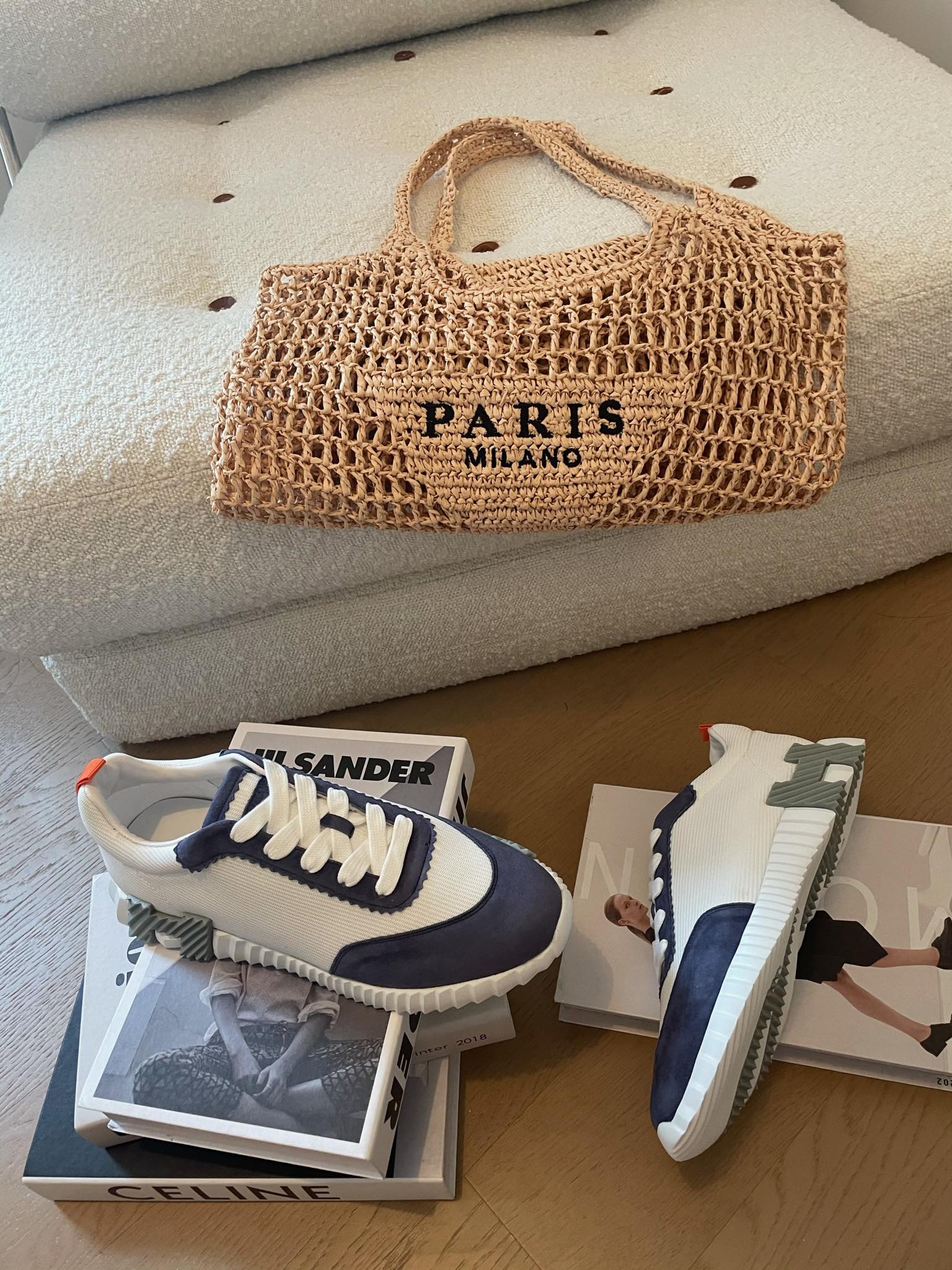 BOUNCING SNEAKERS LIGHT GRAY MIX NAVY CALFSKIN、mysite、Cacoeks