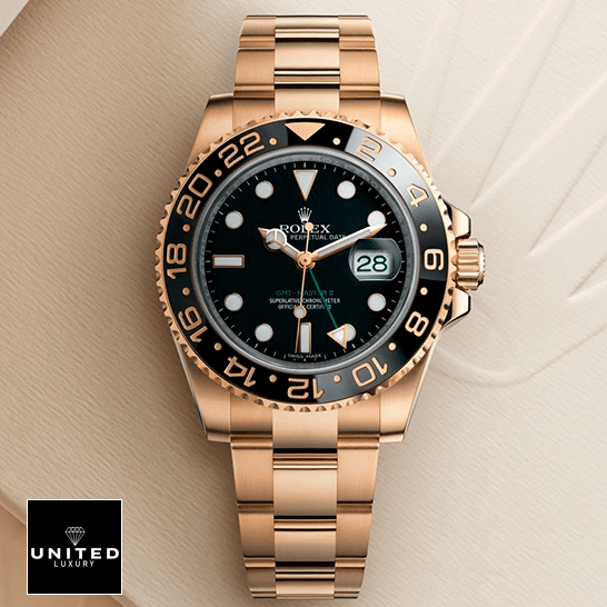 Rolex GMT-Master II 116718LN Gold Watch Black Dial Oyster Replica