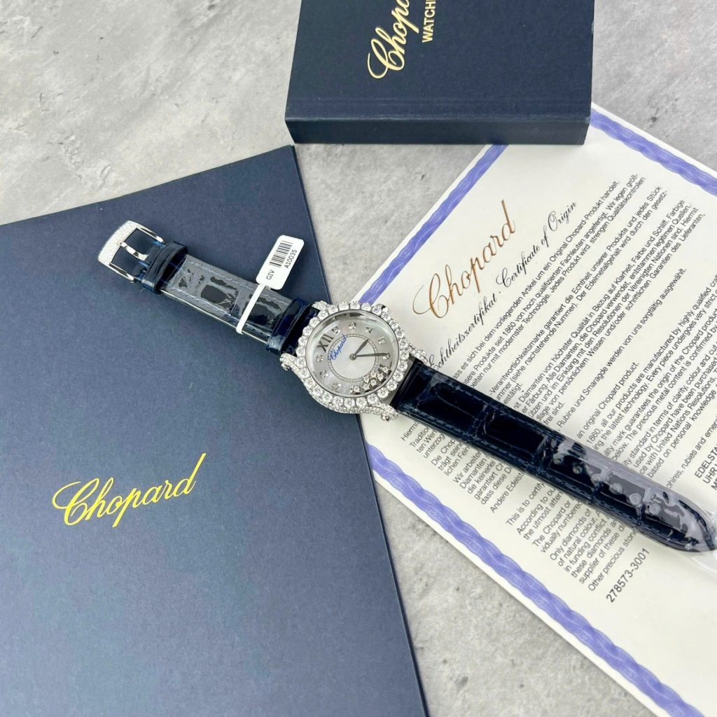 Đồng Hồ Nữ Chopard Chế Tác Đính Kim Cương Moissanite Hong Kong 34mm (1)
