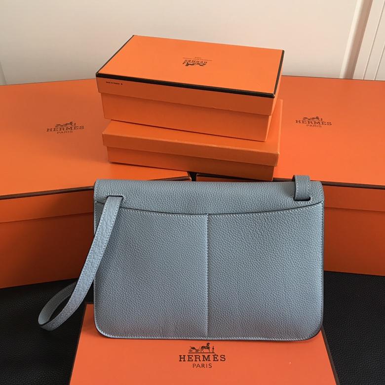 Hermes Halzan 31cm Light Blue Swift Calfskin Bag