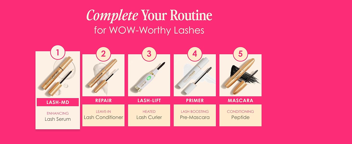 Lash Routine showing different products