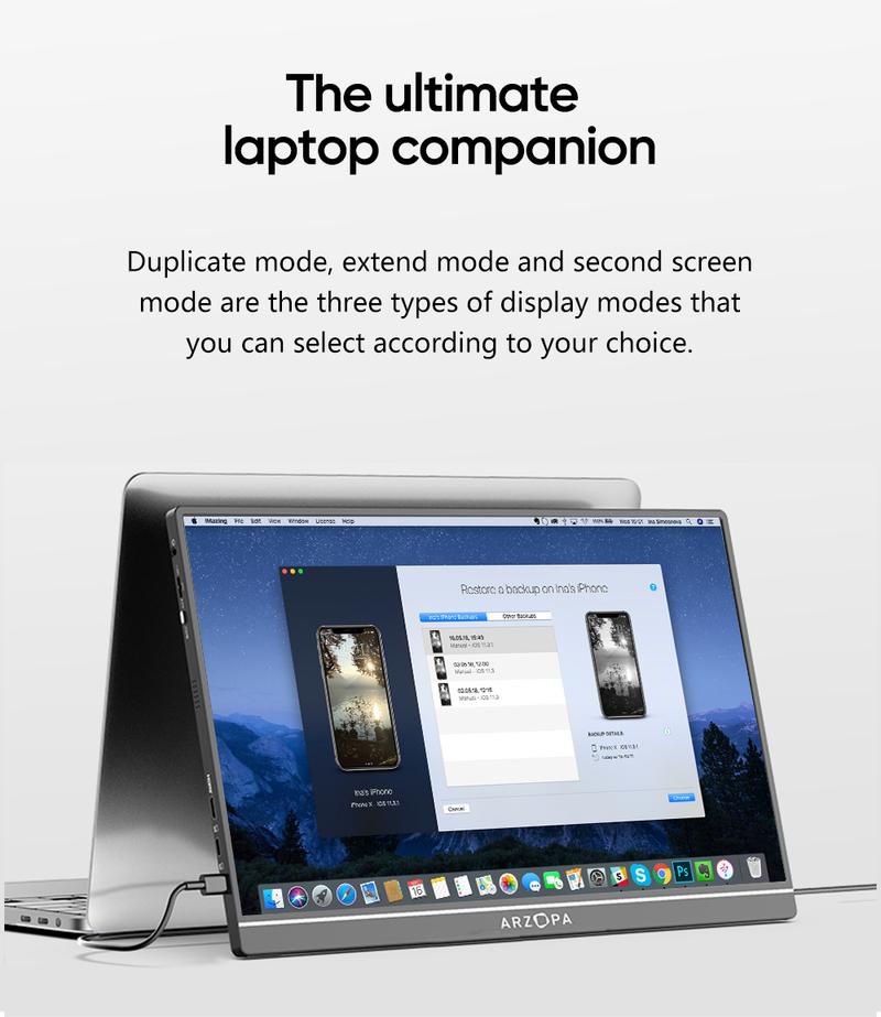 Product Introduction of ARZOPA Portable Monitor FHD 1080P Portable Laptop Monitor for PC, Mac, Xbox, Switch, PS5, iPhone15 IPS Display Computer Display HDR External Screen 14