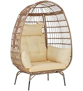 Egg Chair Egg Basket Lounge Chair Rattan Chair Steel Frame Oversized Indoor Outdoor Lounger Simpl...