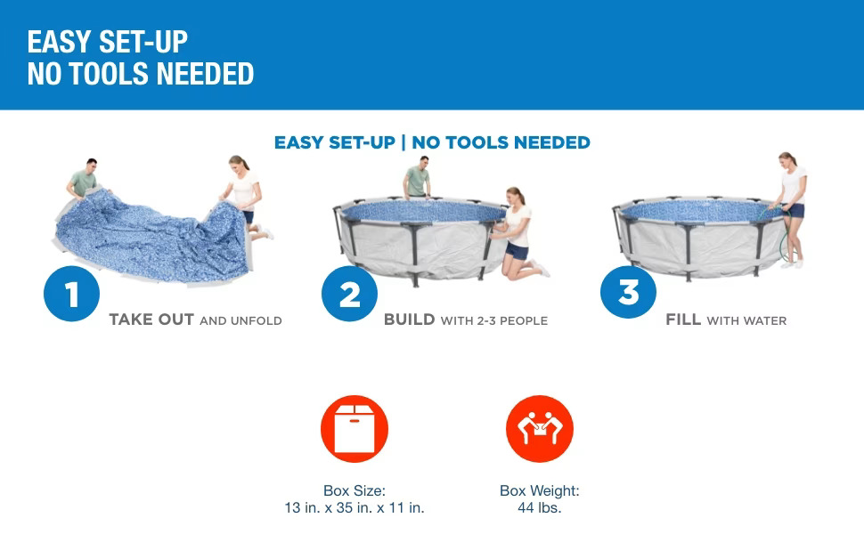 Bestway Steel Pro MAX 10&#39;x30&#34; Round Above Ground Outdoor Swimming Pool with Pump