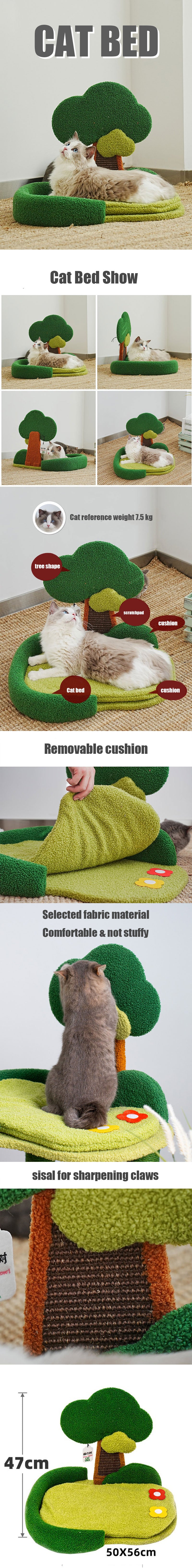 Deluxe Cat Bed Scratchpad Cute Detachable Cozy Mat