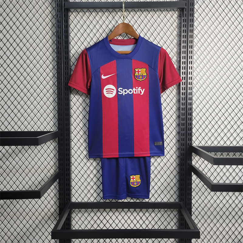 SIUjerseys-Barcelona 23-24 Home Kids Kit