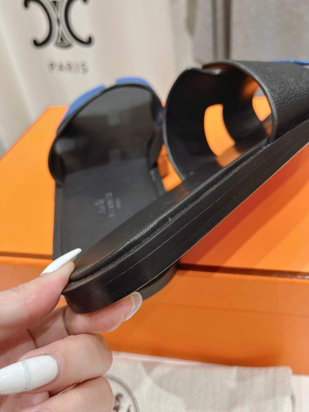 IZMIR SANDAL BLACK MIX COBALT LAMBSKIN、mysite、Cacoeks