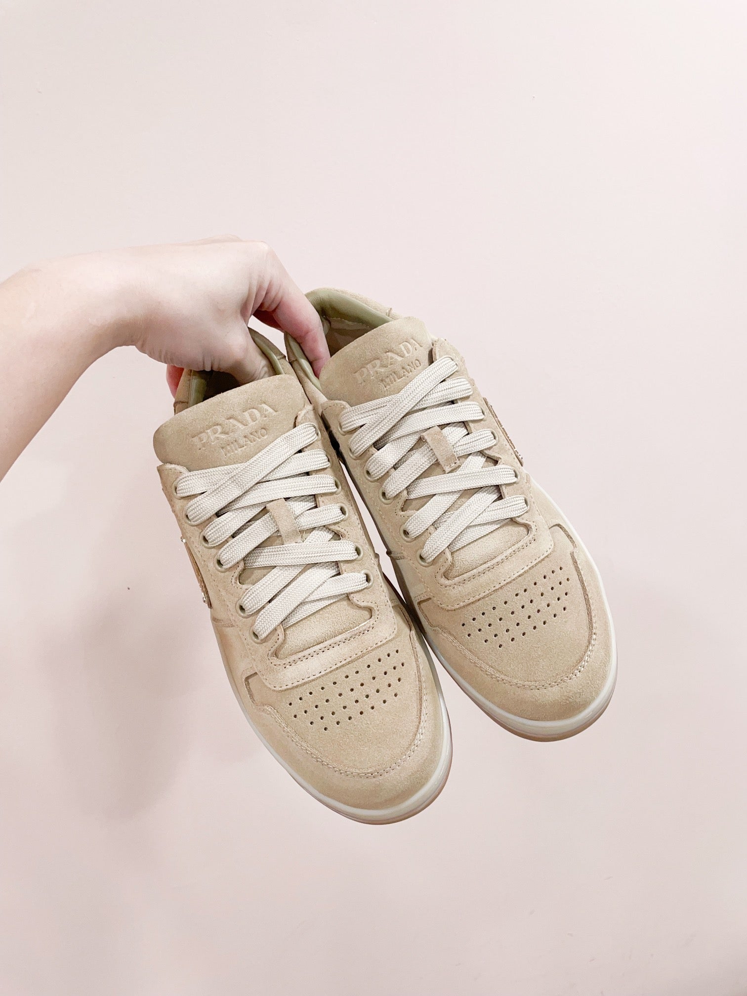 PRA DOWNTOWN PERFORATED SNEAKERS BEIGE SUEDE、mysite、Cacoeks