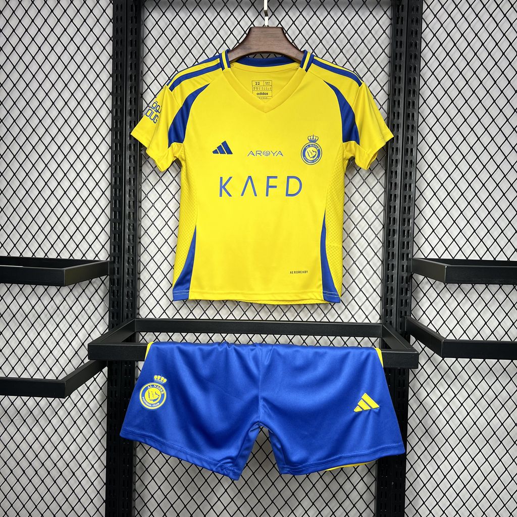 JerseysGala.com | Al Nassr Riyadh Victory 24-25 Home Stadium Kids Kit -Customize Name, Number and Patch | Worldwide Shipping