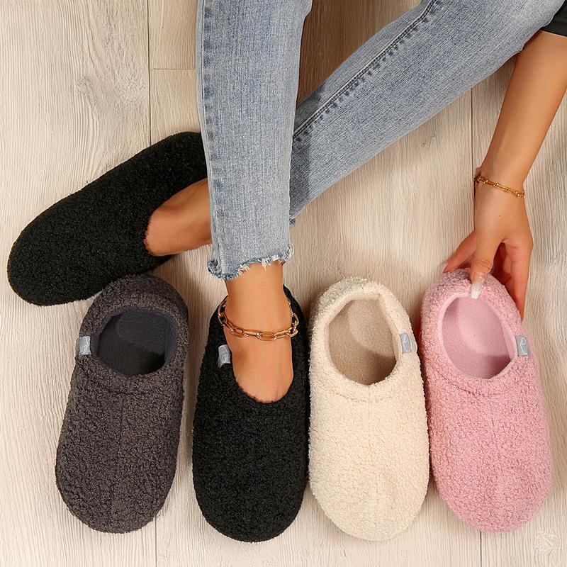 Women's Fuzzy Slip-on Slippers Soft Comfy Memory Foam Indoor House Shoes