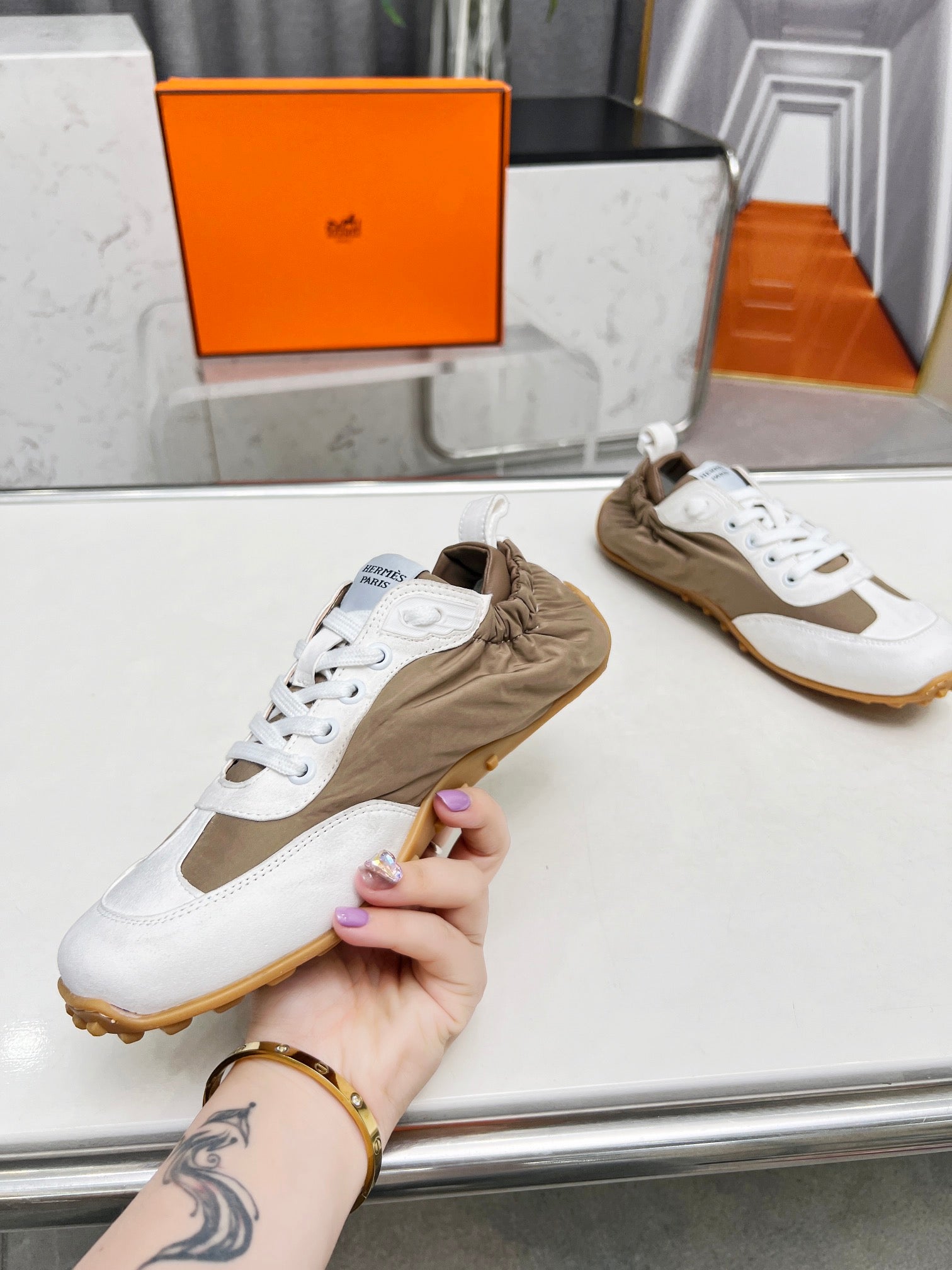 SKATEBOARD SHOES BROWN MIX WHITE SUEDE、mysite、Cacoeks