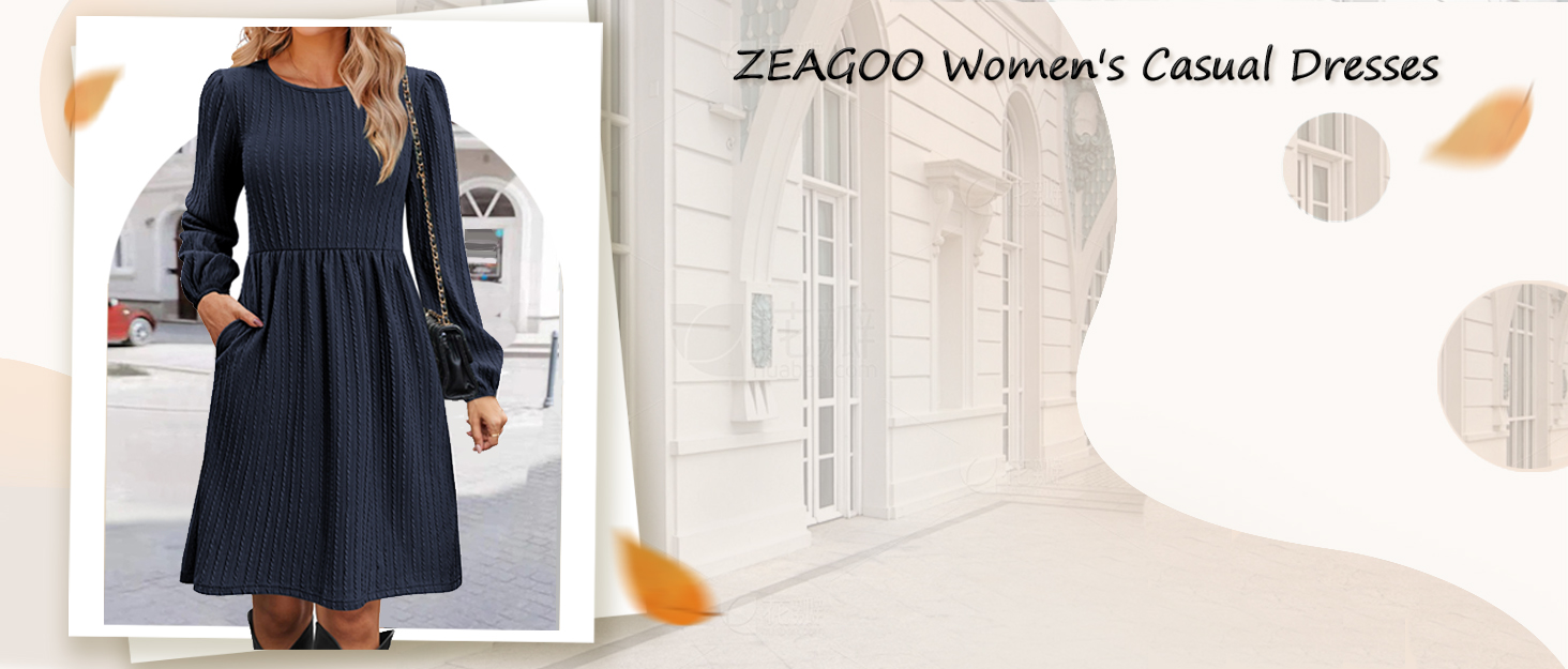 Casual Fall Black Dresses with Pockets Women Knitted Sweater Dress Long Sleeve A Line Dress