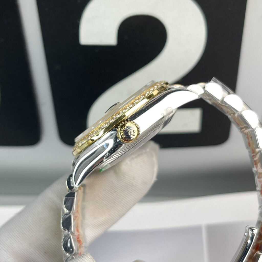 Đồng Hồ Rolex DateJust Nữ Đính Đá Mặt Vàng Champagne EW Factory 31mm (1)
