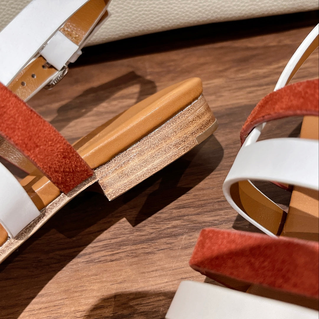 EPHESE SANDAL CARAMEL AND WHITE CALFSKIN、mysite、Cacoeks