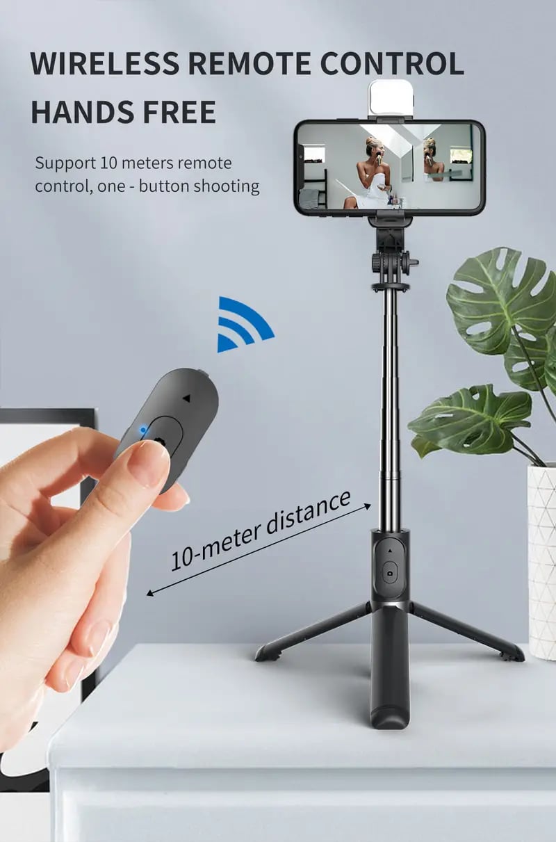 Portable 41 Inch Selfie Stick Phone Tripod With Wireless Remote Extendable Tripod Stand 360 Rotation Compatible With IPhone 13 12 11 Pro Xs Max Xr X 8 7 6 Plus Android Samsung Smartphone