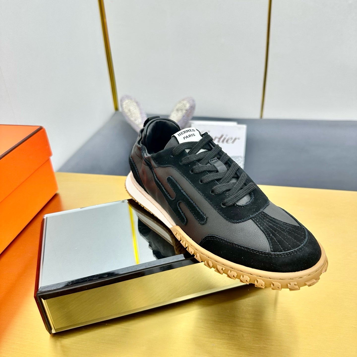 JET SNEAKER IN BLACK CALFSKIN AND SUEDE、mysite、Cacoeks