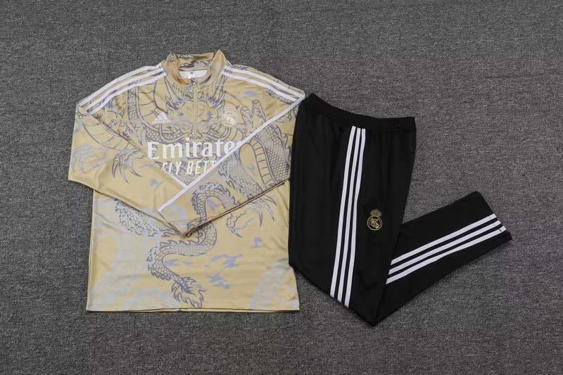 2023/2024 Real Madrid Special Edition Half-Pull Training Suit Yellow Set:football jersey mysite: unitedjerseyfootball 邓江浪:football