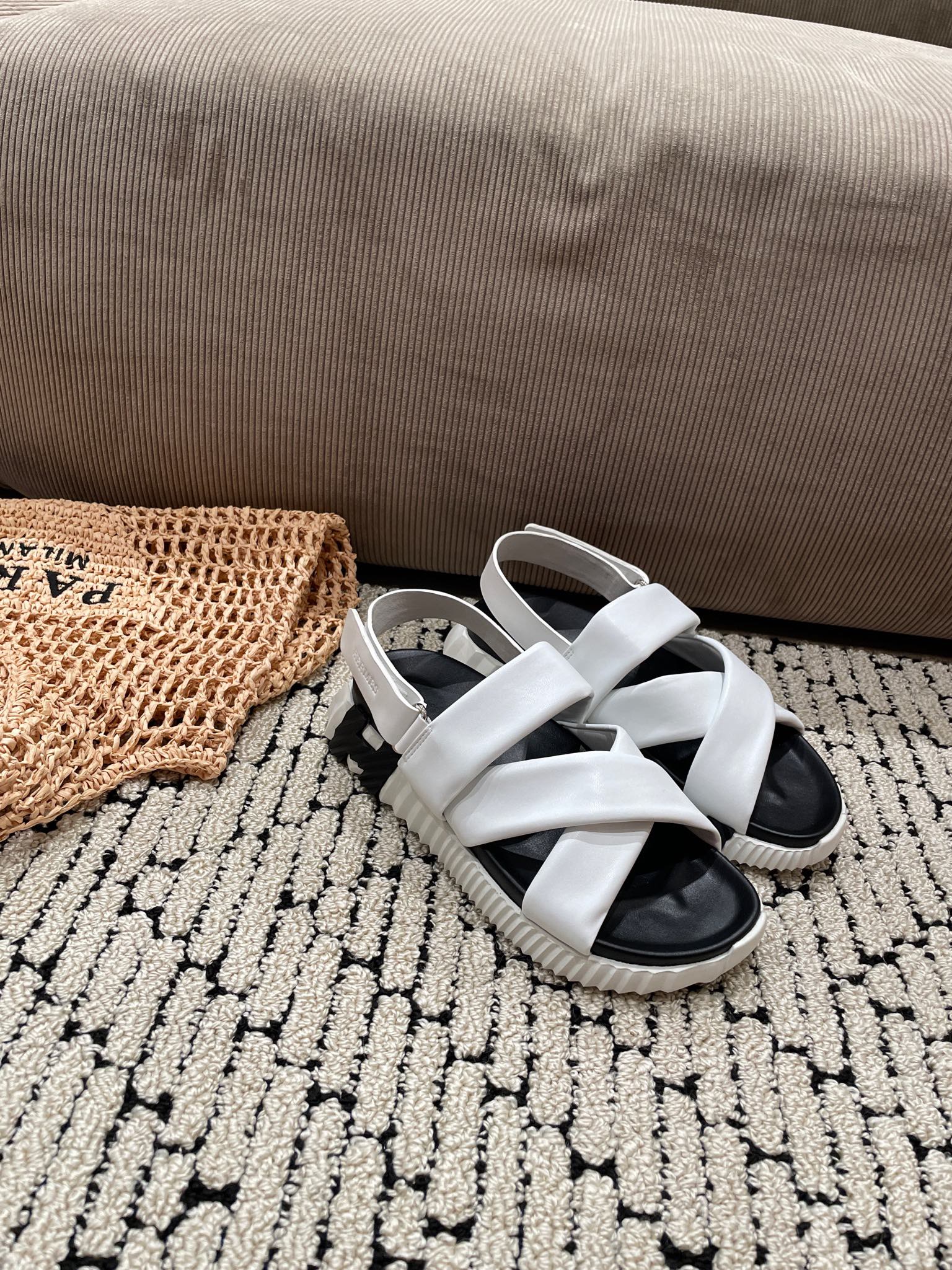 ELECTRIC SANDAL BLACK MIX WHITE CALFSKIN、mysite、Cacoeks