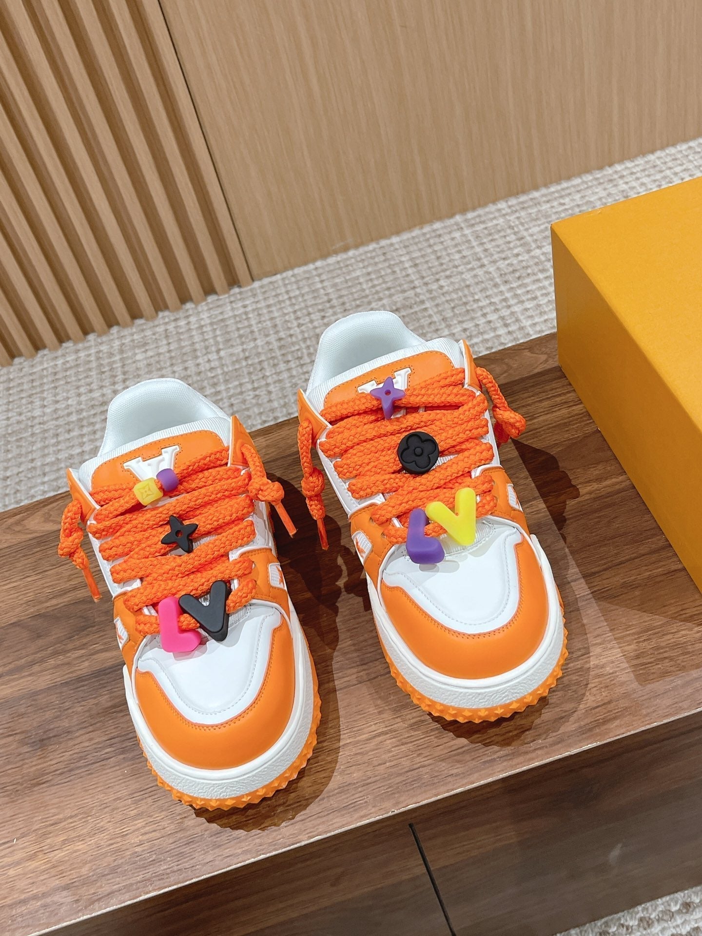 LV Trainer Maxi Sneaker White Mix Orange Calfskin、mysite、Cacoeks