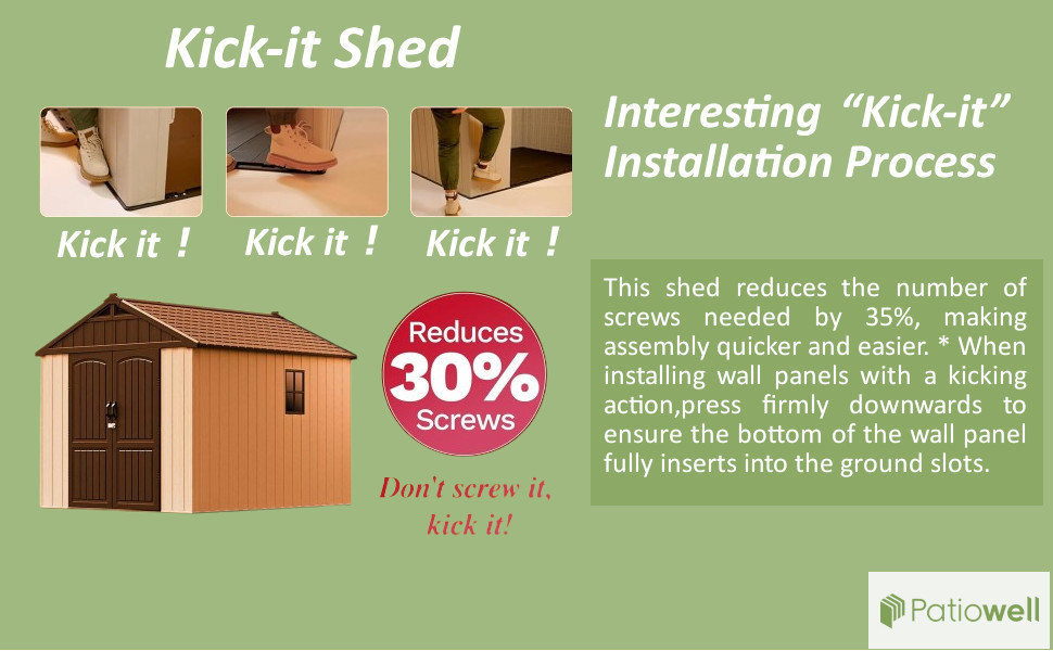 Patiowell 8' x 10' Plastic Outdoor Storage Shed with Floor