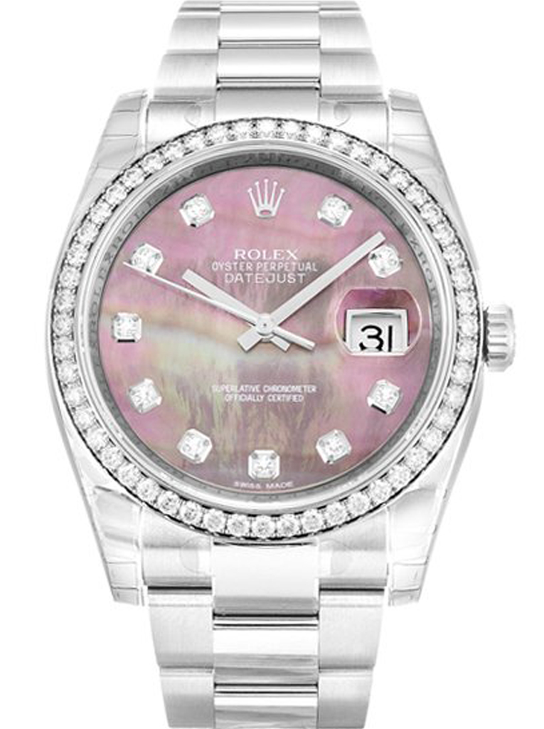 Rolex Datejust Diamond Bezel Pink Dial 116244 Oyster Replica-fasswatch