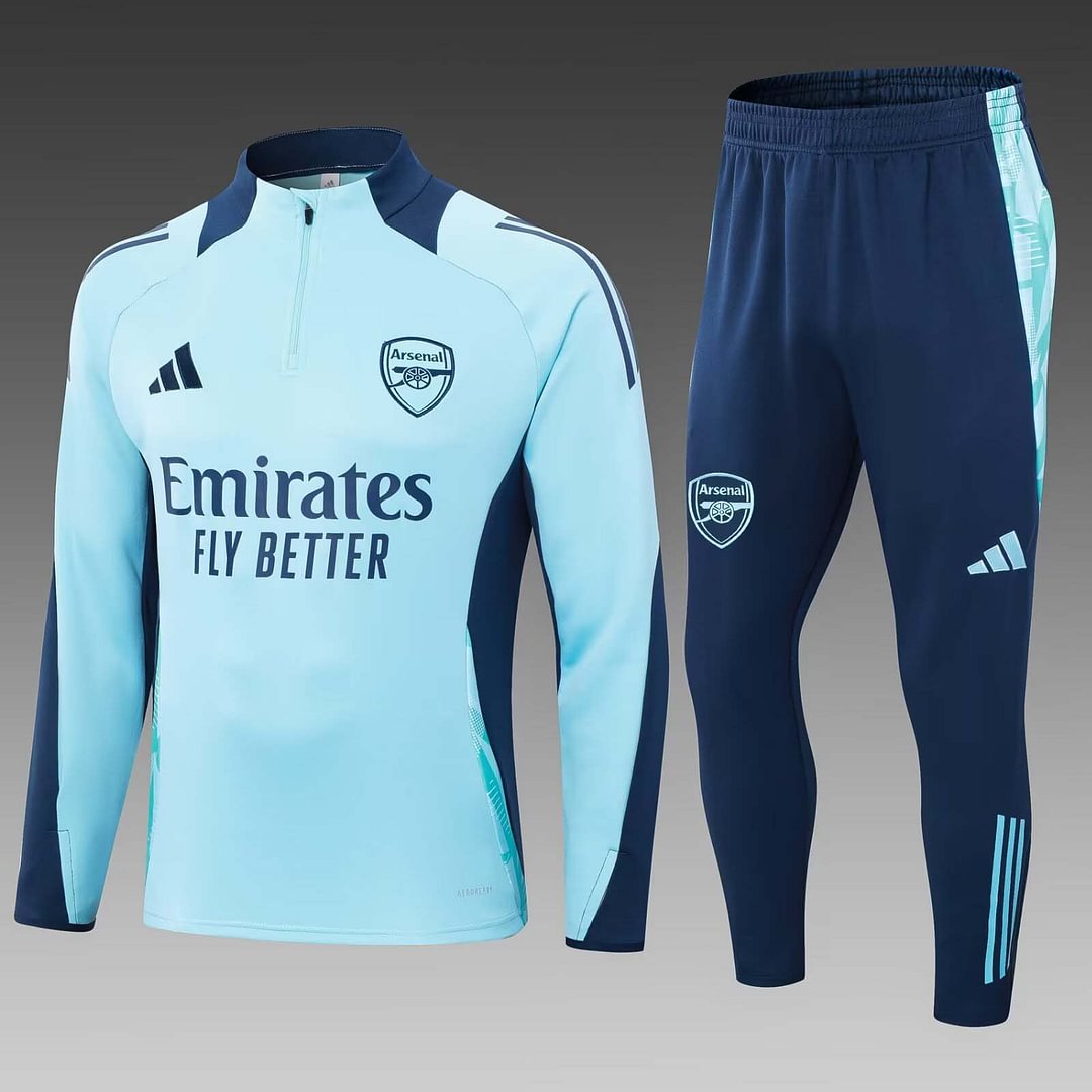 24/25 Arsenal Half-Pull Training Suit Baby blue Football Shirt Set-mysite Custom Football Kit- Nextkits