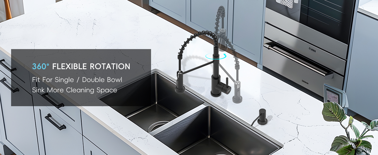 APPASO Black Touchless Kitchen Faucet with Soap Dispenser